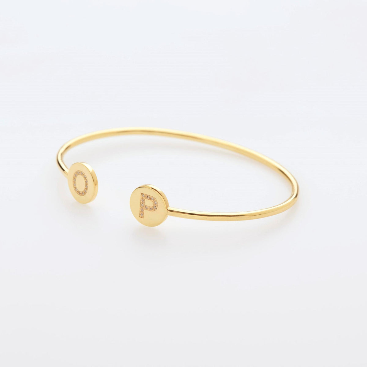 Gold and Diamond Initial Disc Bangle | Exclusivity by Design
