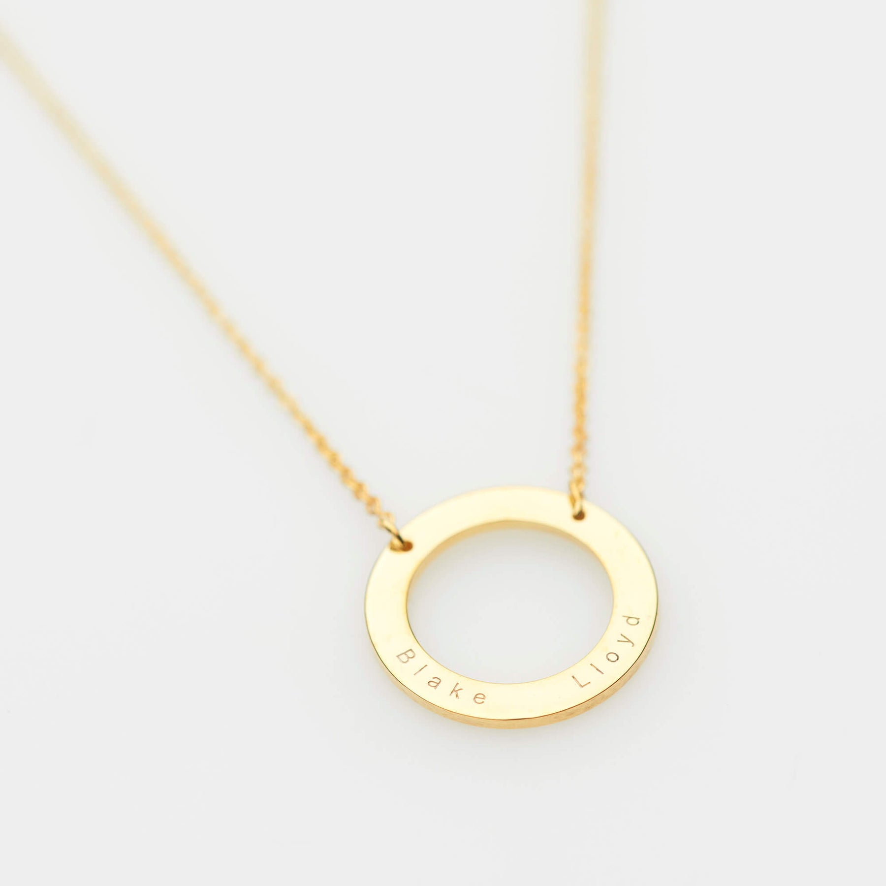 9ct Gold Two Circles With 2 Names Personalised Pendant or 